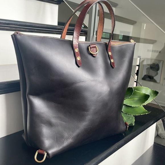 New black and brown leather messenger satchel tote handbag purse laptop custom - Picture 7 of 8